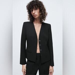 NWT ZARA WOOL Blend Lined Front Hidden Snap Button Tailored Blazer 8761/446 XL